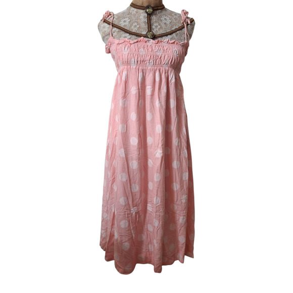 Petal + Pup Pink Polka Dot Sundress Spaghetti Strap with pockets size 8 - Picture 2 of 8